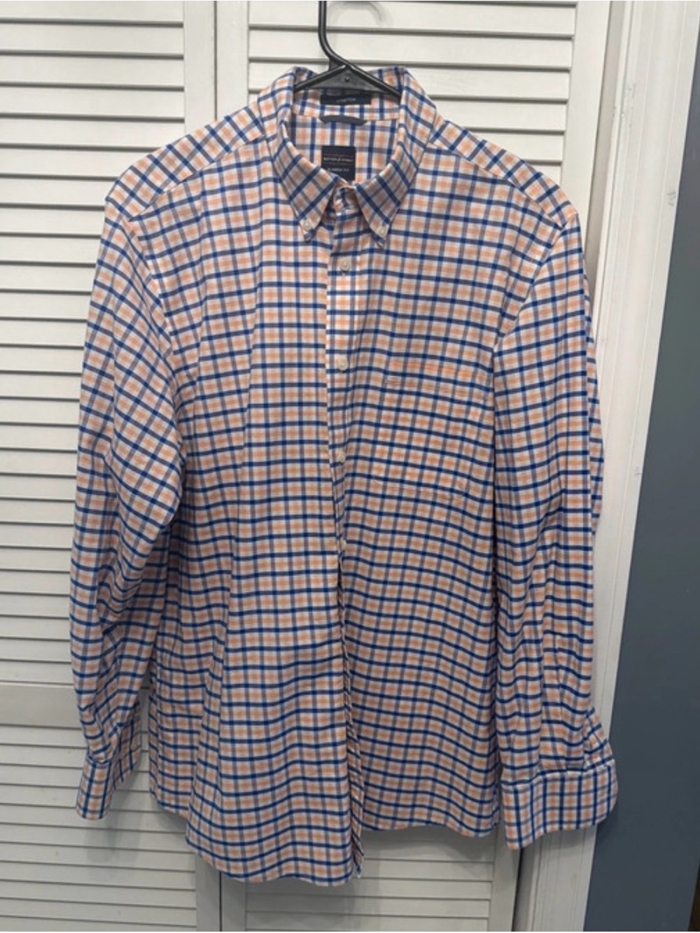 Dockers Men's Long Sleeve Plaid Button Down Shirt Orange Blue White